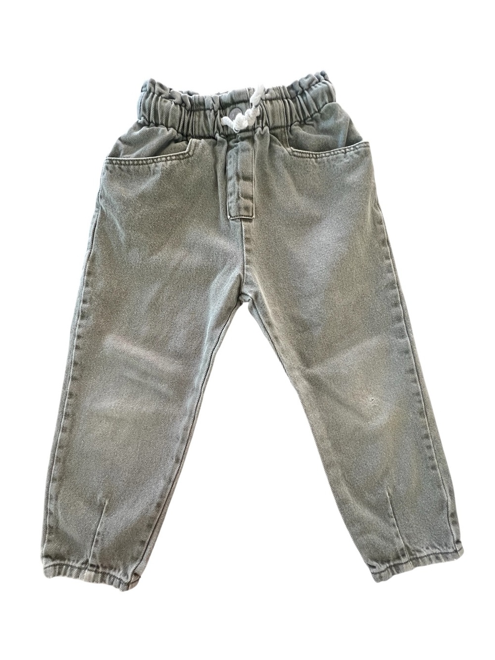 ZARA Kids Paper Bag Elastic-Waist Casual Denim Jeans Pants - Gray 3-4 yrs